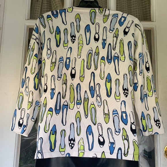 WORLD REPUBLIC Silk Blend Shoe Print Sweater Sz M - Picture 8 of 8